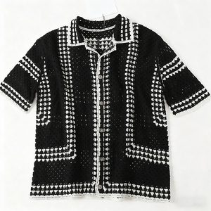 All'ingrosso Design personalizzato logo Oem & Odm moda manica corta Polo <span class=keywords><strong>bianco</strong></span> <span class=keywords><strong>nero</strong></span> uomo uncinetto <span class=keywords><strong>Cardigan</strong></span> uomo - Product Image 1