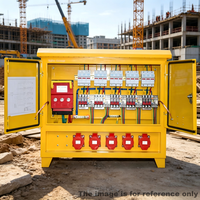 Boîtier de distribution d'énergie temporaire pour chantier extérieur, indice de protection IP54, monophasé/triphasé 220V/380V, porte verrouillable, capuchon anti-pluie
