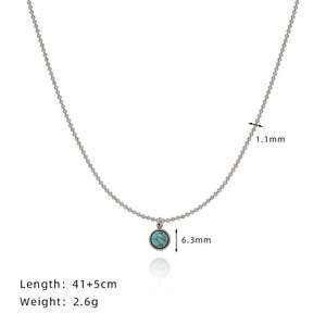 ターコイズビーズチョーカーネックレスミントブルービーズ層状ステンレス鋼チェーンノンターニッシュネックレス女性用ジュエリー - Product Image 5