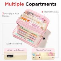 Étui à crayons personnalisé grande capacité, trousse scolaire à 3 compartiments avec fermeture éclair, organiseur de fournitures scolaires pour enfants, filles et garçons, avec logo