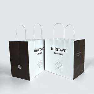 Sac en papier kraft réutilisable biodégradable de grande taille avec poignée torsadée, logo personnalisé, emballage à emporter pour la restauration rapide, pizza, lait, sucre - Product Image 5