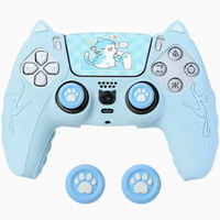 Nouveau mignon étui de protection en silicone pour contrôleur de jeu PS5 étui souple joystick couvercle capuchon touchpad ensemble d'autocollants