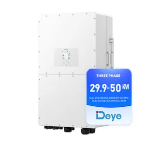 Deye คลื่นไซน์บริสุทธิ์ 30Kw 40Kw 50Kw อินเวอร์เตอร์ไฮบริดชาร์จพลังงานแสงอาทิตย์ประสิทธิภาพสูงสําหรับบ้าน