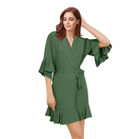 Robes à volants en coton pour demoiselle d'honneur Robe Mariage Femme De soirée Sexy Satin vêtements de nuit pyjamas en soie mère des robes de mariée