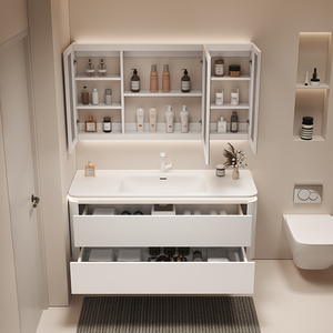 <b>Universal</b> Bathroom Solution With Sink Modular Storage Components Mirror Flexible Configuration Possibilities Bathroom Cabinet - Product Image 4