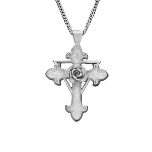 Colata collana rosicruciana Dainty 316l in acciaio inox Pvd placcato oro 18k gioielli Love Rose ciondolo <span class=keywords><strong>croce</strong></span> collana - Product Image 1