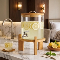 Distributeur de boissons en verre borosilicate résistant à la chaleur de grande capacité pour la maison et les restaurants avec couvercle