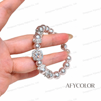 Grosir Gelang Crown Cube Imitasi Mutiara Zirkon Lapis Emas Rose OEM Kustom Stok Massal Pemasok