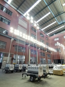 4x350 wát <span class=keywords><strong>LED</strong></span> ánh sáng tháp Máy phát điện diesel 9m cao mast di động Trailer khai thác mỏ xây dựng chiếu sáng - Product Image 6