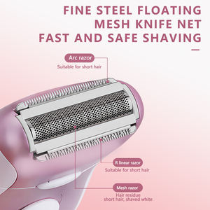 Depiladora Kemei KM-2068A 2 en 1 para Mujer, Removedor de Vello de Cuerpo Completo Recargable de 2 Velocidades, Afeitadora Flotante para Piernas en Color Rosa con Cabezales de Corte Reemplazables - Product Image 3