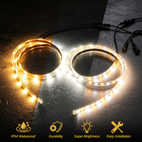 Bande lumineuse LED SMD 2835 12V pour auvent, 1,2 m, 4 pièces, double couleur 6500K ambre, IP65, 90CRI, contrôleur CCT pour camping-car, caravane, remorque
