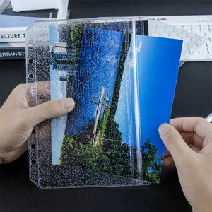 Raccoglitore A5 A6 A7 con 2 Tasche Trasparenti in PVC Glitterato, Busta con Chiusura a Zip e Tasca Laterale Senza Cerniera, Buste Portacontanti - Product Image 5