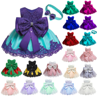Kleinkind Prinzessinnenkleid Mädchen Blumen Hochzeit Party Geburtstag Tutu Kleidung Neugeborene Schleife Kinderkleider B-8348