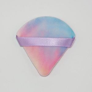 Éponge de maquillage triangulaire super douce en forme d'éventail, houppette à poudre pour blush, accessoire de beauté en coton personnalisable, lavable - Product Image 1