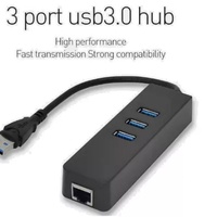 BAJEAL Hub USB 3.0 à 3 ports avec adaptateur répartiteur Ethernet en plastique ABS, vitesse rapide pour PC, logo personnalisé en stock