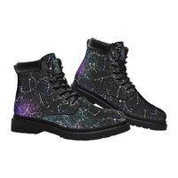 Bottes Martin personnalisées en gros, à lacets, motif graffiti éclaboussures, bottines à talon épais et plateforme en cuir
