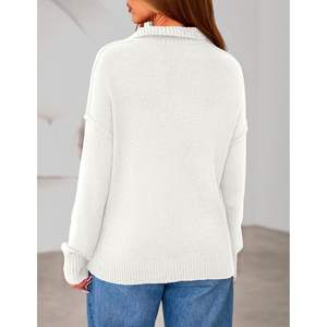 Suéter Personalizado para Mujer, Cuello en V, Cierre de Cremallera, Manga Larga, Estilo Casual de Negocios, Otoño-Invierno 2025, Talla XS, B0F9KCBZT8 - Product Image 5