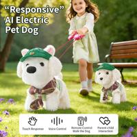 Peluche chiot électrique télécommandée HongRuiKe, simulation West Highland, avec boîte cadeau et logo personnalisé pour bébé (cadeau de pleine lune)