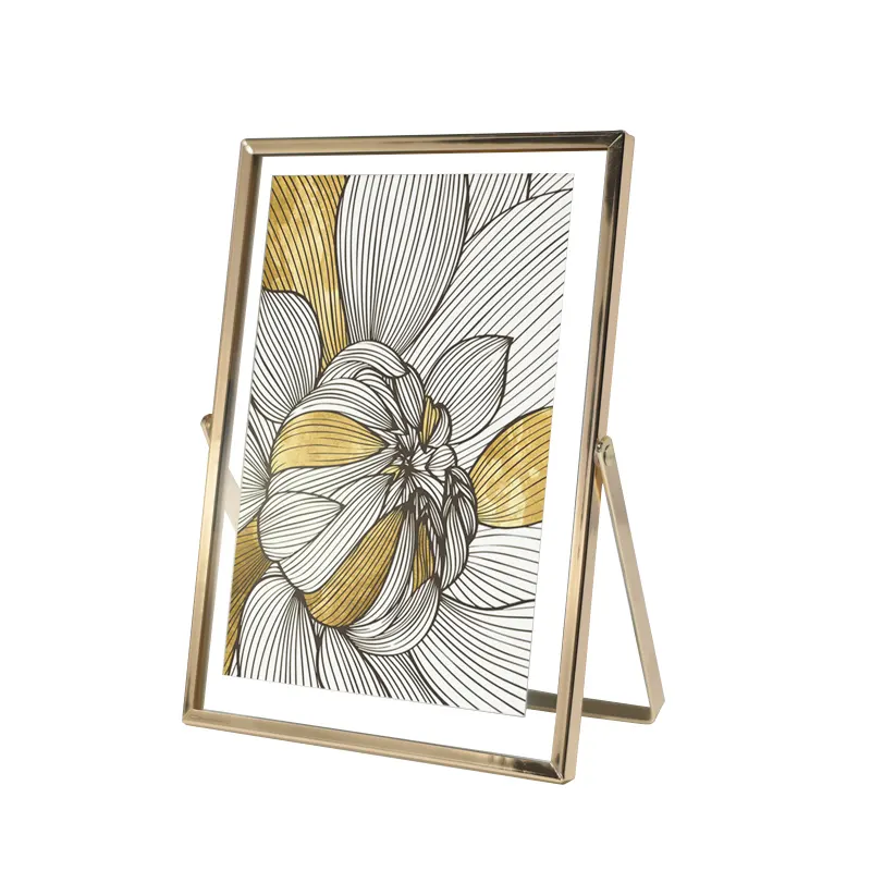 High quality Metal Aluminum Alloy Photo Picture Frame with Glass for home decoration 4*6 5*7 8*10 Gold silver