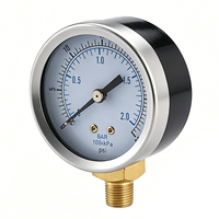Black Iron Case Chrome Plated Bezel General Pressure Gauge 2.5% FS Accuracy 0-2bar Custom Thread Range Manometer for Air