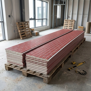 Panel Sándwich de Poliuretano, Panel de Pared de Ladrillo de Poliuretano, Panel de Pared de 16 mm para Casa Prefabricada, Aislamiento Decorativo <span class=keywords><strong>Exterior</strong></span> para <span class=keywords><strong>Paredes</strong></span> - Product Image 1