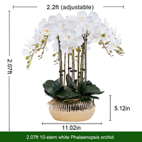 Anggrek NI Bunga Poliuretan Buatan 63cm Bunga Phalaenopsis Buatan Dengan Vas Mewah Bunga Buatan Modern Dalam Pot