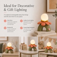 Lampe de table écologique rechargeable USB-C, imprimée en 3D, avec un design floral sculptural, commande tactile LED, pour la décoration de la maison et les cadeaux