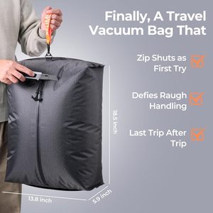 Organisateur de vêtements de voyage Relime, 2 sacs sous vide gris, pompe sans fil, rectangulaire, polyester TPU, compression pour le rangement des vêtements - Product Image 6