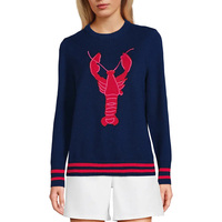 Pull-over col rond tricoté respirant de haute qualité en jacquard 100 % coton, motif homard, style preppy, 7GG, pour le printemps et l'automne, idéal pour le golf, vente en gros sur mesure