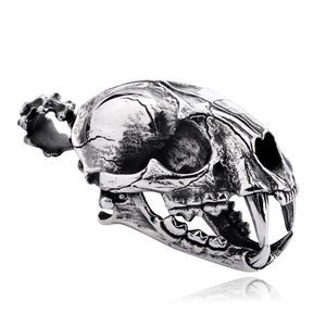 Collar con colgante de Calavera, cabeza de tigre dentada de sable de acero inoxidable, nuevo - Product Image 6