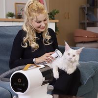 Kit de toilettage portable pour animaux AIRROBO PG100 avec aspirateur, tondeuse, peigne et brosse, filtre HEPA H11, capacité de 2 L, prise US