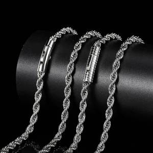 RQ الجملة 3 مللي متر 6 مللي متر 18K الذهب الأبيض مطلي حبل من الفولاذ المقاوم للصدأ سلسلة - Product Image 4