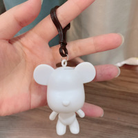 DIY Fluide Ours Porte-clés Pendentif Résine Peint à la Main Jouet de Coloriage Blanc Embryon Art Peinture Moule Mignon pour Enfants Adultes