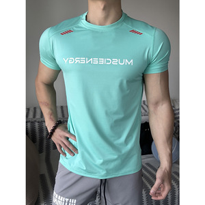 Fitness Wear Quick Dry Gym Clothes for Men Sportswear Men Workout Shirt Gym <b>Tshirt</b> <b>Polyester</b> Elastic Sports T-shirts - Product Image 1