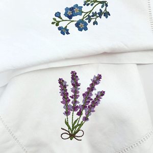 Serviette de table en lin blanc brodée avec monogramme, style hemstitch, pour restaurant - Product Image 5