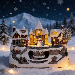 Casas de Pueblo Navideño con Pista de Patinaje Musical LED de Resina Pintadas a Mano al por Mayor, Suministros de Decoración 2026 de Gran Venta - Product Image 1