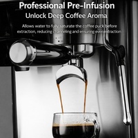 Machine à expresso semi-automatique professionnelle 20 bars, commande manuelle, boîtier en acier inoxydable, moulin à café réglable