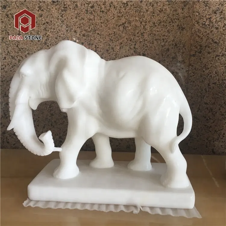Hand Carved natural pure white marble elephant statues for home decoration