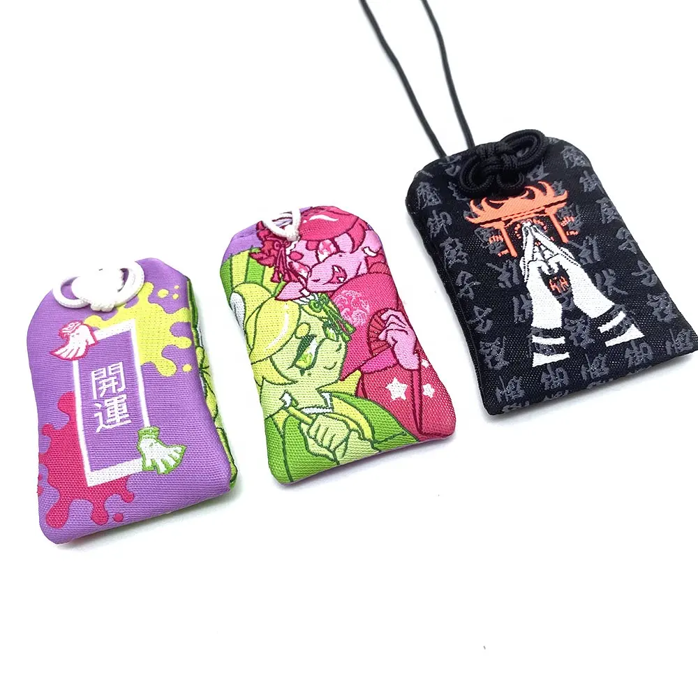 Custom Japandi Style Lucky Omamori Charm Embroidered Protective Charm in Small Quantity Made of Polyester