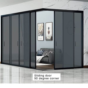 Décoration intérieure porte vitrée <span class=keywords><strong>coulissante</strong></span> noire avec fenêtre terrasse cloison vitrée <span class=keywords><strong>coulissante</strong></span> autre porte système télescopique 4 panneaux feuille - Product Image 2