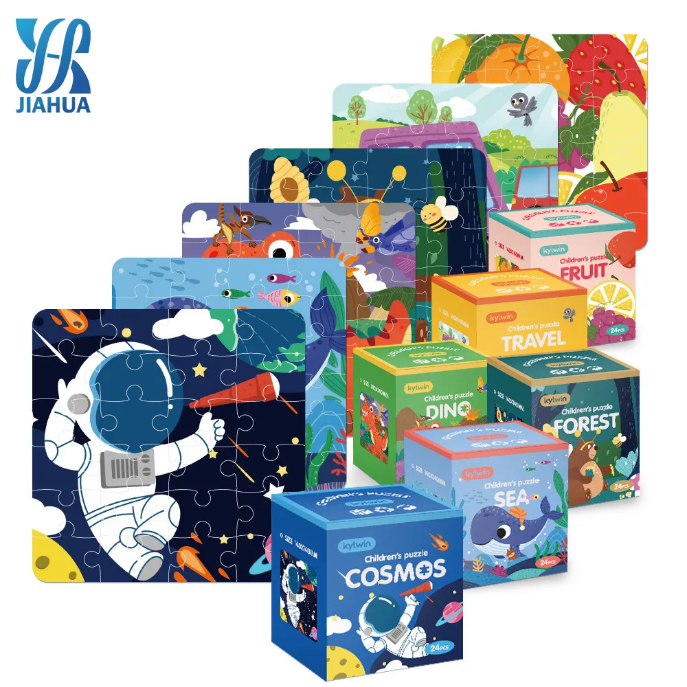 24Pcs Educational kids Cube Jigsaw Custom Animal Box Puzzle Block Toddler Game Jigsaw Puzzles