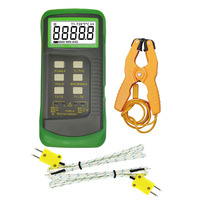 Termómetro Digital Tipo K con Doble Canal, 2 Pinzas de Temperatura, 2 Sondas de Termopar con Cable, Plástico, OEM, IP55
