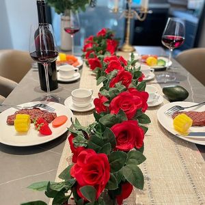 Rosa artificiale in rattan per matrimoni, pianta finta da soffitto, rampicante in plastica, per decorazioni interne/esterne - Product Image 2