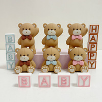 Un an bébé rose bleu arc ours décoration de gâteau jouets cadeau boîte dessin animé topper gâteau bébé douche gâteau toppers