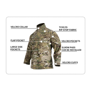 Sivi Ngoài Trời Săn Bắn Quần Áo Ripstop Chiến Thuật Mặc Phù Hợp Với Màu Xanh Lá Cây An Ninh Bảo Vệ Đồng Phục Ngụy Trang Đồng Phục - Product Image 3
