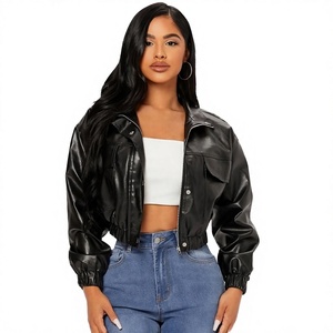 New Design Women's Genuine Leather Motorcycle <b>Jacket</b> Solid High Quality Soft Corduroy Fabric Breathable Black Women's <b>Jackets</b> - Product Image 3