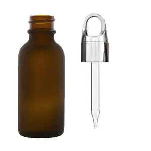 Vendita vuota 15 ml bottiglie di olio essenziale cosmetico bottiglia di vetro nero smerigliato contagocce con coperchio