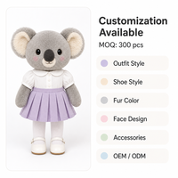 Boneka Koala Plush 40cm dengan Pakaian dan Sepatu yang Dapat Disesuaikan, Isi Kapas PP, Warna Kustom - OEM/ODM Mainan Hewan Boneka Kustom untuk Grosir