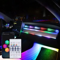 NOVKIR - Tira de Luces LED RGBIC Universal para Automóvil, Acrílico, con Control por Aplicación, Efecto de Color Dinámico, 12 V, USB, Decorativa