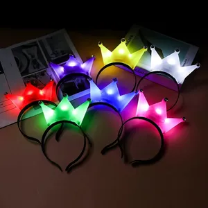 Bando menyala logo kustom mahkota LED ikat rambut Tiara bando lampu hadiah pesta Cosplay ulang tahun pernikahan Halloween Natal